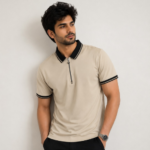 Men's Premium Black Zip Polo T-Shirt - Image 3